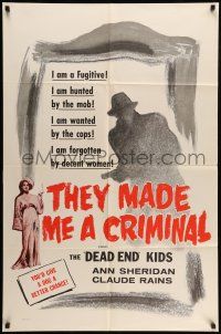 9f877 THEY MADE ME A CRIMINAL 1sh R56 Garfield is a fugitive hunted by ruthless men, Sheridan