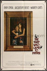 9f880 THIEF WHO CAME TO DINNER style B 1sh '73 Amsel art of Ryan O'Neal, Jacqueline Bisset!
