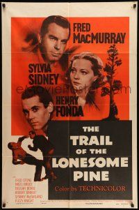 9f897 TRAIL OF THE LONESOME PINE 1sh R55 art of Sylvia Sidney, Henry Fonda, Fred MacMurray!