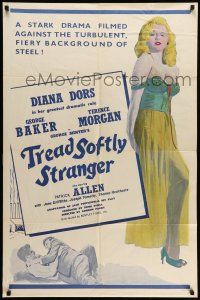 9f904 TREAD SOFTLY STRANGER military 1sh R50s sexy Diana Dors in her greatest dramatic role!