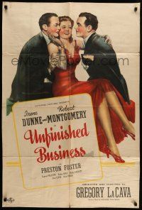 9f912 UNFINISHED BUSINESS style D 1sh '41 Robert Montgomery & Preston Foster love sexy Irene Dunne