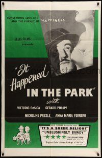 9f931 VILLA BORGHESE 1sh '57 Vittorio de Sica, sexy Anna-Maria Ferrero, It Happened in the Park!
