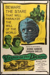 9f933 VILLAGE OF THE DAMNED 1sh '60 beware the stare that will paralyze the will of the world!