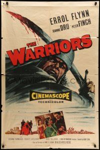 9f948 WARRIORS 1sh '55 Errol Flynn, Joanne Dru & Peter Finch, bloody sword art!
