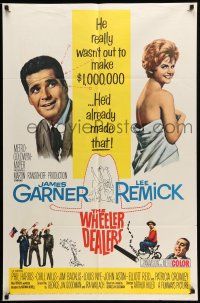 9f957 WHEELER DEALERS 1sh '63 James Garner, sexy Lee Remick wrapped only in a sheet!