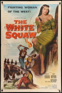 9f967 WHITE SQUAW 1sh '56 sexiest Native American Indian fighting woman pointing gun!