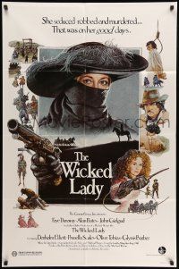 9f970 WICKED LADY int'l 1sh '83 Michael Winner, art of Faye Dunaway with pistol and whip!
