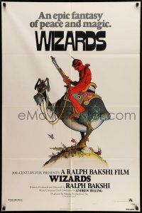 9f979 WIZARDS style A 1sh '77 Ralph Bakshi directed animation, cool fantasy art by William Stout!