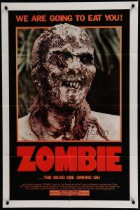9f999 ZOMBIE 1sh '79 Lucio Fulci, cool art of zombie horde heading to New York City!
