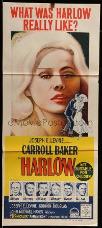 9g211 HARLOW Aust daybill '65 super close up of Carroll Baker in the title role!