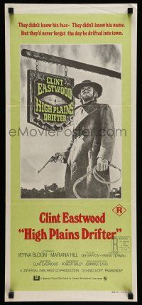 9g216 HIGH PLAINS DRIFTER Aust daybill '73 classic art of Clint Eastwood holding gun & whip!