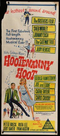 9g218 HOOTENANNY HOOT Aust daybill '63 Johnny Cash and a ton of top country music stars!
