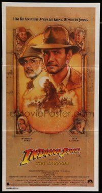 9g224 INDIANA JONES & THE LAST CRUSADE Aust daybill '89 art of Harrison Ford by Drew!