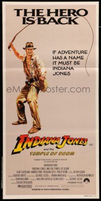 9g226 INDIANA JONES & THE TEMPLE OF DOOM Aust daybill '84 hero Harrison Ford is back!