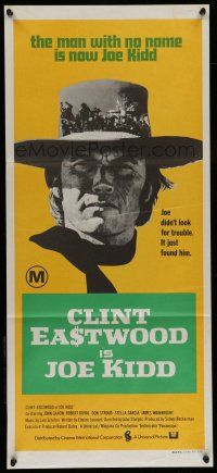 9g233 JOE KIDD Aust daybill '72 John Sturges, if you're looking for trouble, he's Clint Eastwood!