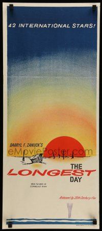 9g242 LONGEST DAY Aust daybill '62 Zanuck's World War II D-Day movie with 42 international stars!