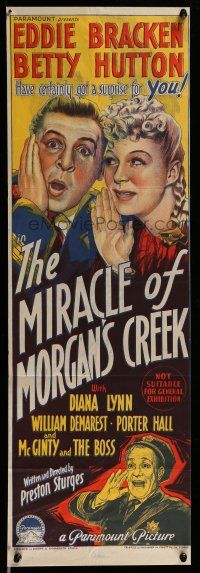 9g246 MIRACLE OF MORGAN'S CREEK Aust daybill '43 Richardson Studio art of Bracken, Betty Hutton!