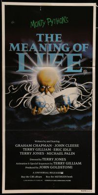 9g249 MONTY PYTHON'S THE MEANING OF LIFE Aust daybill '83 wacky art of God creating Earth!