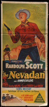 9g252 NEVADAN Aust daybill '50 Gordon Douglas directed, Dorothy Malone, Randolph Scott!