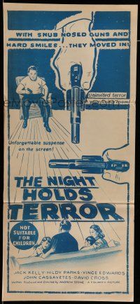 9g255 NIGHT HOLDS TERROR Aust daybill '55 a gasp in your throat and a gun at your back!