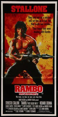 9g272 RAMBO FIRST BLOOD PART II Aust daybill '85 no man, no law, no war can stop Stallone!