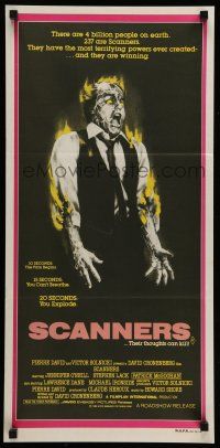9g281 SCANNERS Aust daybill '81 David Cronenberg, in 20 seconds your head explodes, sci-fi art!