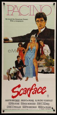 9g282 SCARFACE Aust daybill '83 art of Al Pacino as Tony Montana, Michelle Pfeiffer!