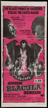 9g283 SCREAM BLACULA SCREAM Aust daybill '73 image of black vampire William Marshall & Pam Grier!