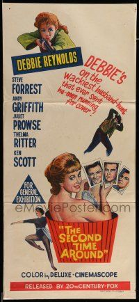 9g286 SECOND TIME AROUND Aust daybill '61 Debbie Reynolds with gun, Andy Griffith, Juliet Prowse