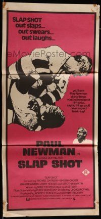 9g294 SLAP SHOT Aust daybill '77 great hockey art of Paul Newman & cast by Craig!