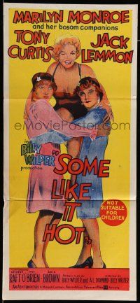9g297 SOME LIKE IT HOT Aust daybill '59 sexy Marilyn Monroe, Tony Curtis & Lemmon in drag!