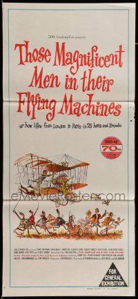 9g316 THOSE MAGNIFICENT MEN IN THEIR FLYING MACHINES Aust daybill '65 wacky art of early airplane!