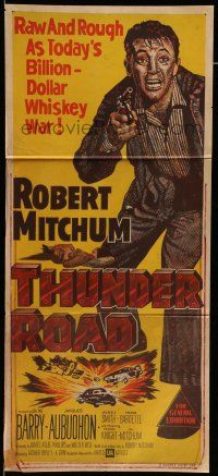9g319 THUNDER ROAD Aust daybill '58 great artwork of moonshiner Robert Mitchum!