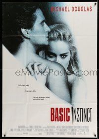 9g344 BASIC INSTINCT German 33x47 '92 Paul Verhoeven directed, Michael Douglas & sexy Sharon Stone