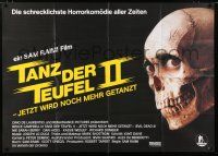 9g353 EVIL DEAD 2 German 33x47 '87 Dead By Dawn, directed by Sam Raimi, close up of creepy skull!