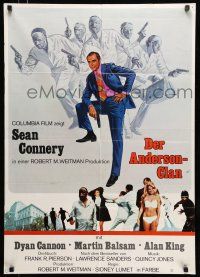 9g403 ANDERSON TAPES German '71 art of Sean Connery & gang of masked robbers, Sidney Lumet