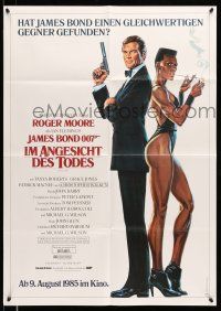 9g606 VIEW TO A KILL advance German '85 art of Moore as Bond 007 & sexy Grace Jones by Goozee!