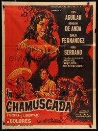 9g024 LA CHAMUSCADA Mexican poster '71 artwork of Luis Aguilar, Rodolfo de Anda, Emilio Fernandez!