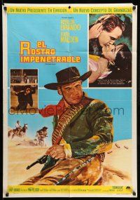 9g029 ONE EYED JACKS Mexican poster '62 art of star & director Marlon Brando with gun & bandolier!