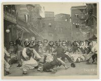 9h199 CAMERAMAN 8x10.25 still '28 great image of Buster Keaton filming a huge brawl in the street!