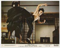 9h007 CHINESE CONNECTION 8x10 mini LC #4 '73 Jing Wu Men, barechested Bruce Lee kicking bad guy!