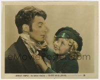 9h011 DIMPLES color 8x10 still '36 Bowery Princess Shirley Temple fixes Robert Kent's bow tie!