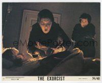 9h014 EXORCIST 8x10 mini LC #6 '74 scared Jason Miller watches possessed Linda Blair!