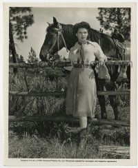 9h363 FRONTIER GAL 8x10 still '45 full-length sexy Yvonne De Carlo & horse standing by fence!