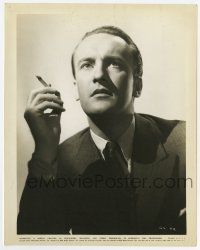 9h380 GEORGE SANDERS 8x10.25 still '39 great close up wearing suit & tie with cigarette in hand!