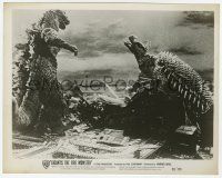 9h388 GIGANTIS THE FIRE MONSTER 8x10.25 still '59 Godzilla & Angurus battling over train tracks!