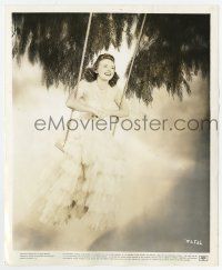 9h503 JOAN LESLIE 8.25x10 still '43 full-length in pretty lace dress swinging from a tree!