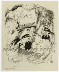 9h779 RUN SILENT, RUN DEEP 8x10 still '58 Hirschfeld art of Clark Gable & Lancaster on submarine!