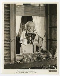 9h813 SHE LEARNED ABOUT SAILORS 8x10.25 still '34 pretty blonde Alice Faye smiling in window!