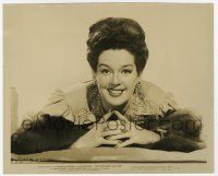 9h815 SHE WOULDN'T SAY YES 8.25x10 still '45 smiling portrait of Rosalind Russell w/hands clasped!